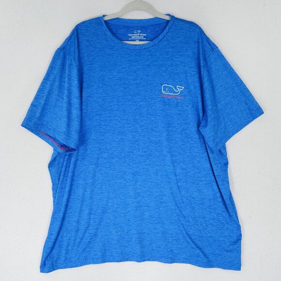 Vineyard Vines Shirt Mens XXL Blue Short Sleeve Crew Neck Performance Whale - Picture 1 of 9
